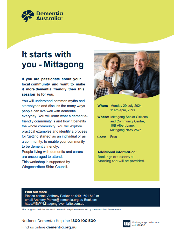 It Starts with You - Dementia Workshop - Mittagong