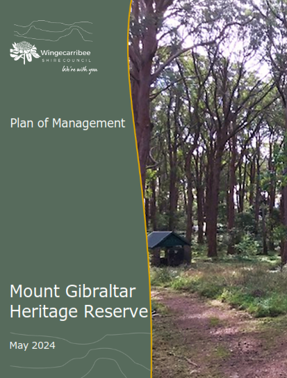 Image of the front cover of the Plan of Management for Mount Gibraltar Heritage Reserve