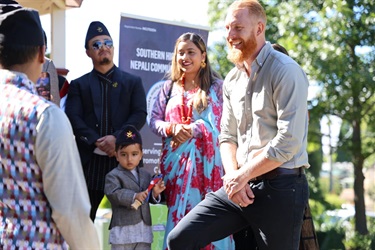 Wingecarribee Shire Council Mayor Jesse Fitzpatrick with members of the Southern Highlands Nepalese Community