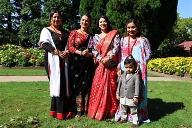 4 Women and child from Southern Highlands Nepalese Community at Festival Press Conference in Corbett Gardens