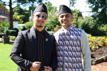 Two men from Southern Highlands Nepalese Community at Festival Press Conference in Corbett Gardens