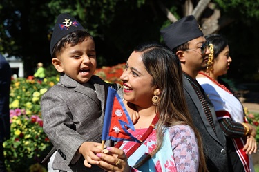 Mother and child from Southern Highlands Nepalese Community at Festival Press Conference in Corbett Gardens