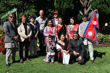 Southern Highlands Nepalese Community with Wingecarribee Shire Council Mayor, Jesse FitzPatrick in Corbett Gardens for Press Conference