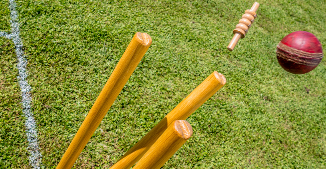 cricket ball smashing wickets