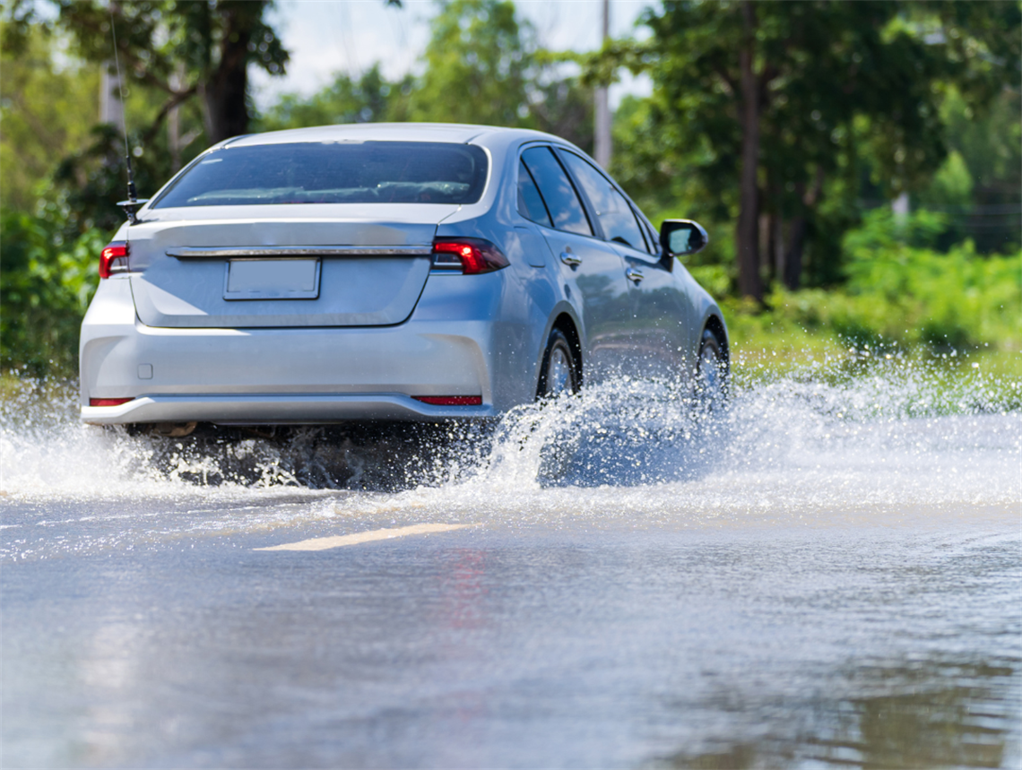 Car Driving on Flooded Road 2