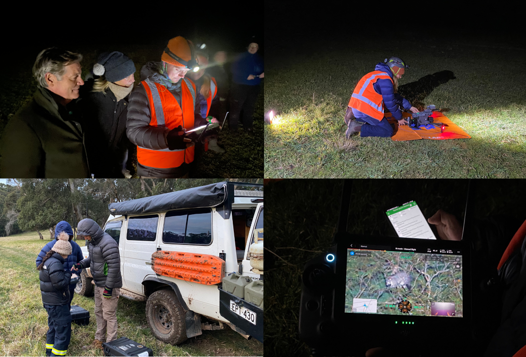 Image taken of Kangaloon Community Drone Survey including image of the drone and people conducting the survey