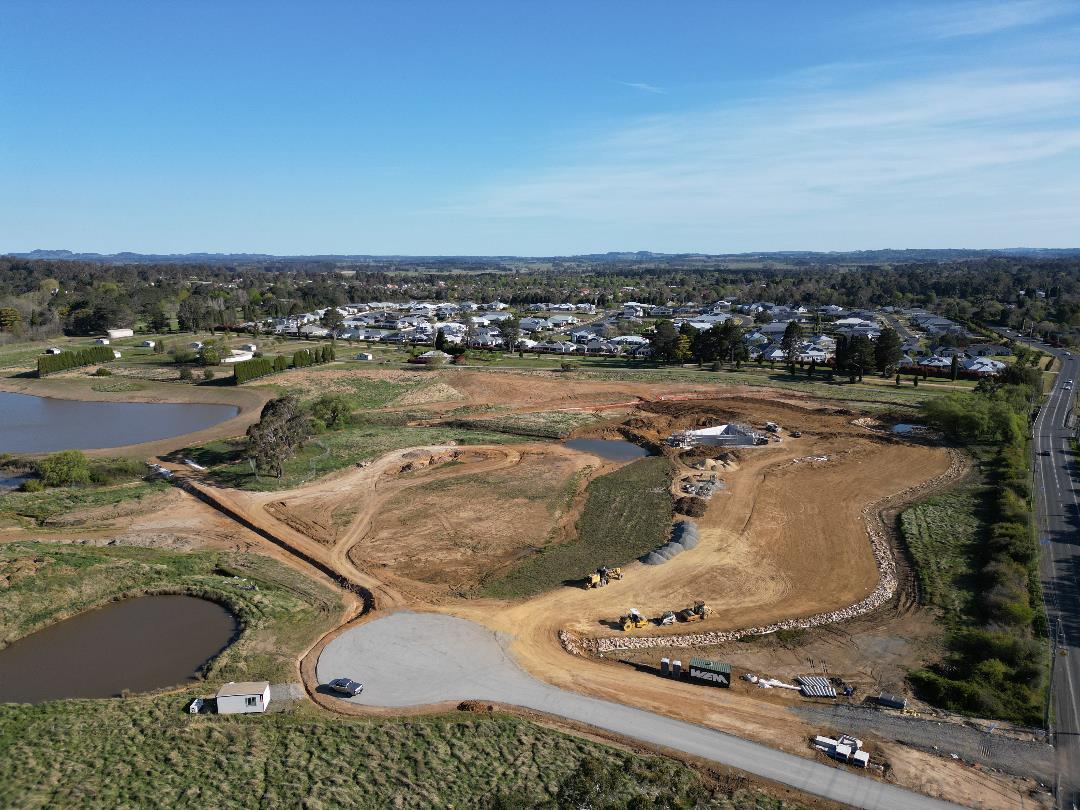 Drone photo of Retford Park Detention Basin