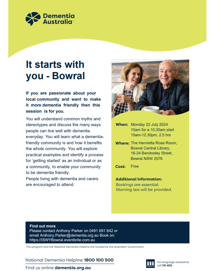 Image It starts with You - Dementia Workshop -Bowral Workshop