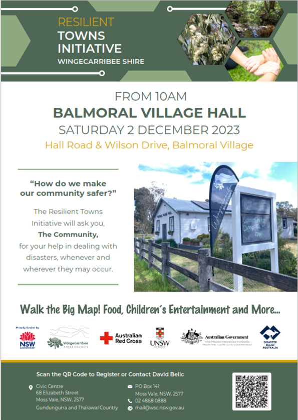 Resilient Town Initiative 2 December Balmoral Village Hall flyer